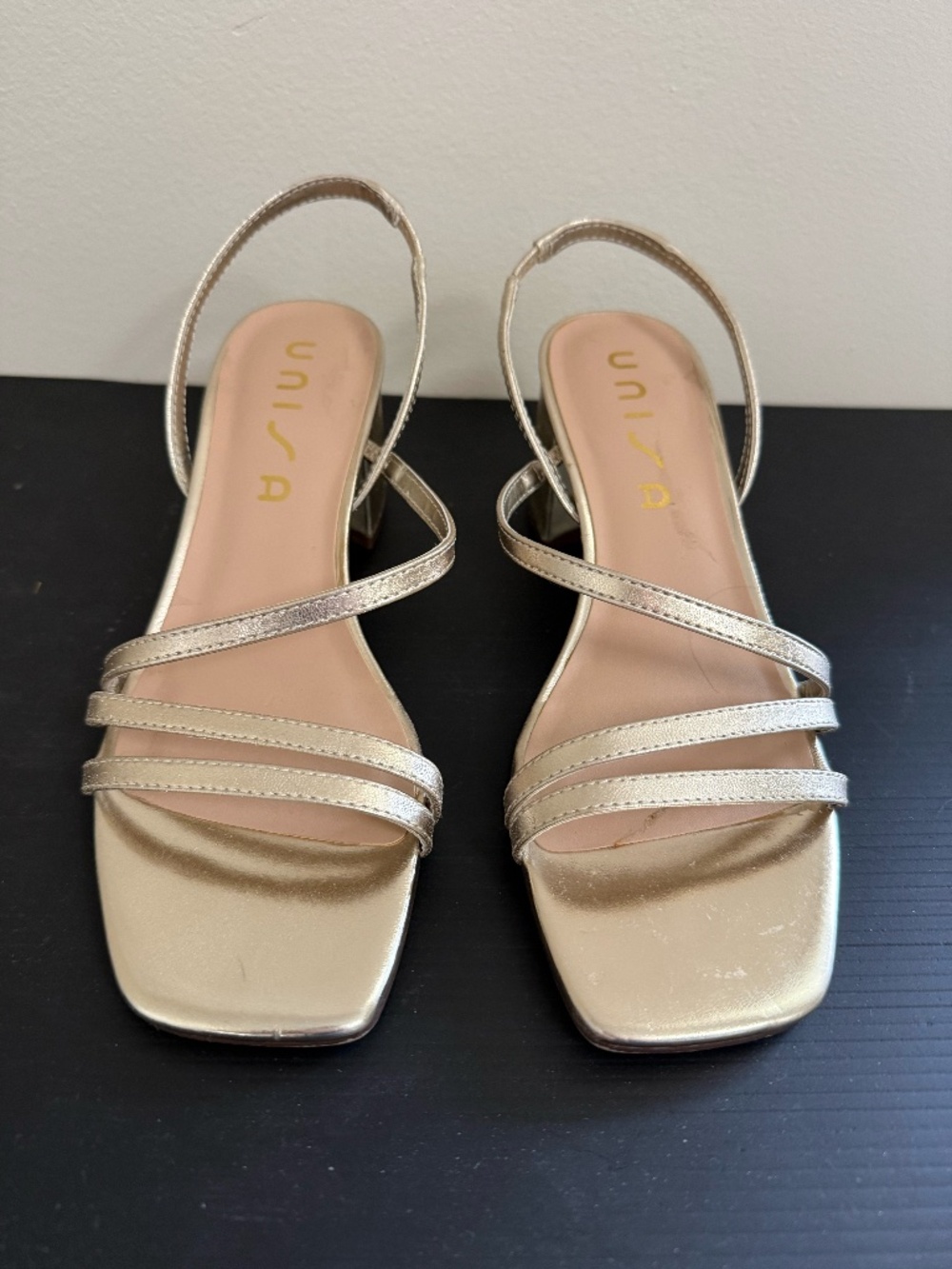 Unisa Marie Sandal Gold Women's Metallic Block Heels Slingback Style
